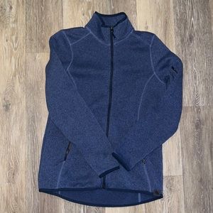 heathered blue LL Bean fleece lined zip up jacket size medium